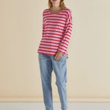 Taylor Tee - Pink/Red Stripe