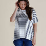 Relax Bamboo Tee - White/Navy Stripe