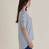 Relax Bamboo Tee - White/Navy Stripe