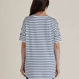 Relax Bamboo Tee - White/Navy Stripe