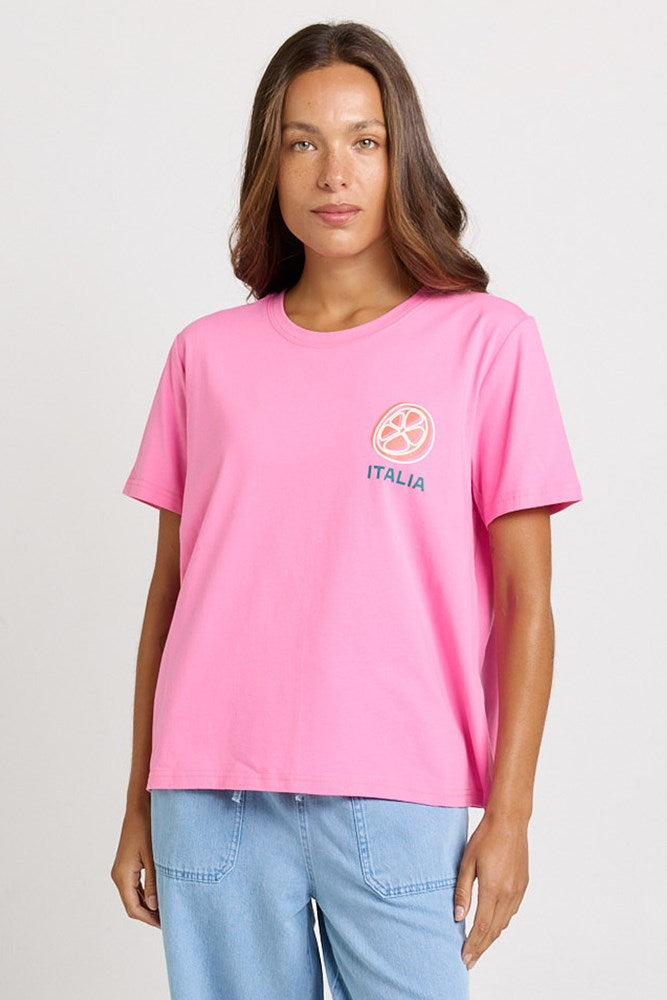 Ellia Print Tee - Italian Orange Print | Betty Basics