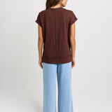 Shirley Cotton Slub Tee - Chocolate
