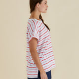 Shirley Short Sleeve Tee - Grapefruit Stripe
