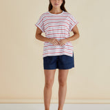 Shirley Short Sleeve Tee - Grapefruit Stripe