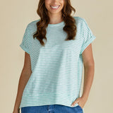 Shirley Short Sleeve Tee - Green Stripe