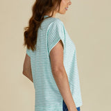 Shirley Short Sleeve Tee - Green Stripe