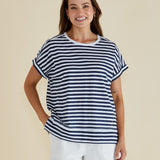 Shirley Short Sleeve Tee - Navy Stripe
