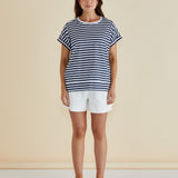 Shirley Short Sleeve Tee - Navy Stripe