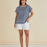 Shirley Short Sleeve Tee - Navy Stripe