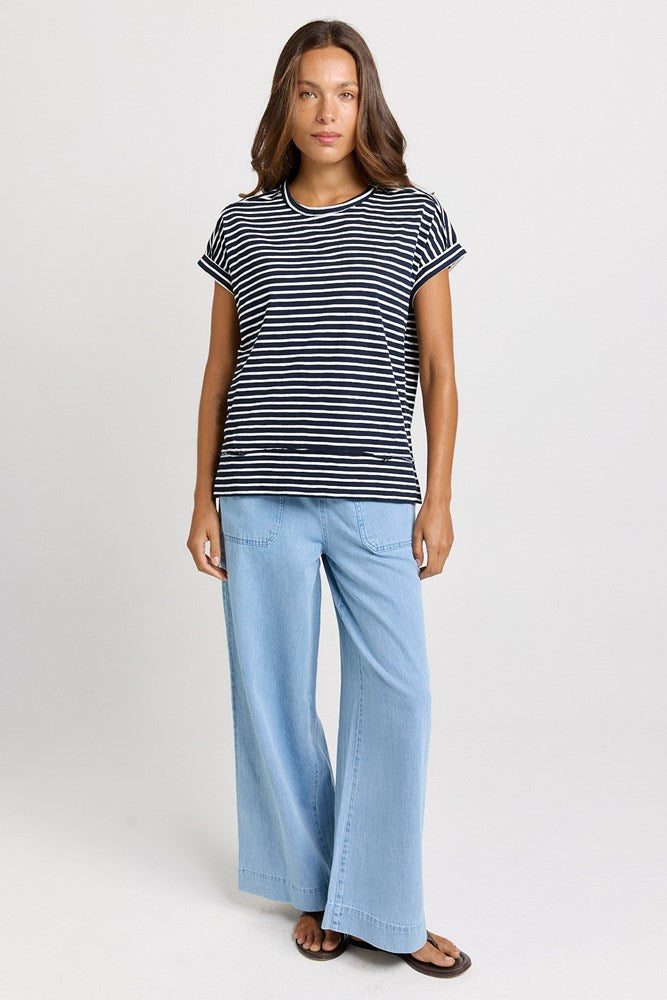 Shirley Short Sleeve Tee - Navy Stripe | Betty Basics