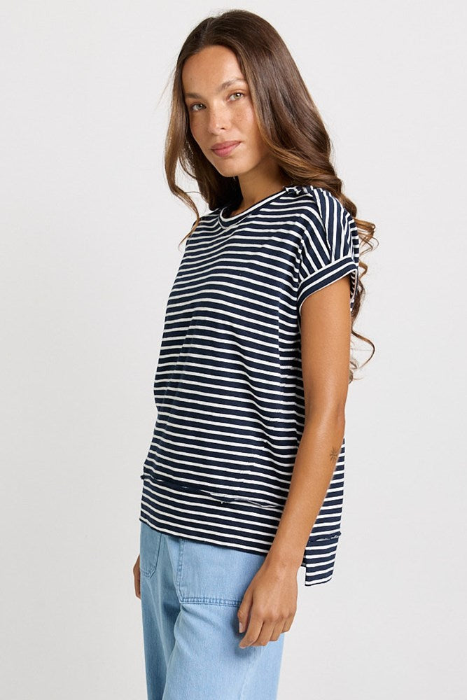 Shirley Short Sleeve Tee - Navy Stripe | Betty Basics