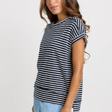 Shirley Short Sleeve Tee - Navy Stripe | Betty Basics