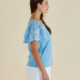 Lottie Embroidered Tee - Baby Blue