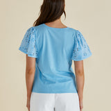Lottie Embroidered Tee - Baby Blue