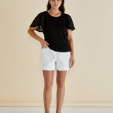 Lottie Embroidered Tee - Black