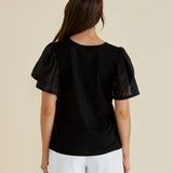 Lottie Embroidered Tee - Black