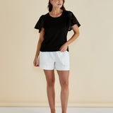 Lottie Embroidered Tee - Black
