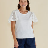 Lottie Embroidered Tee - White