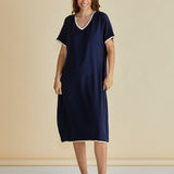 Jemima V-Neck Dress - Navy