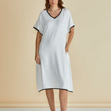 Jemima V-Neck Dress - White