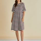 Eloise T-Shirt Dress - Brown Stripe