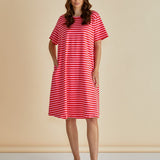 Eloise T-Shirt Dress - Pink/Red Stripe