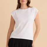 Cuff Rib Tee - White