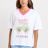 V-Neck Boxy Tee - Paradise Club Print | Betty Basics