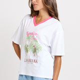 V-Neck Boxy Tee - Paradise Club Print | Betty Basics