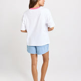 V-Neck Boxy Cotton Tee - Paradise Club Print