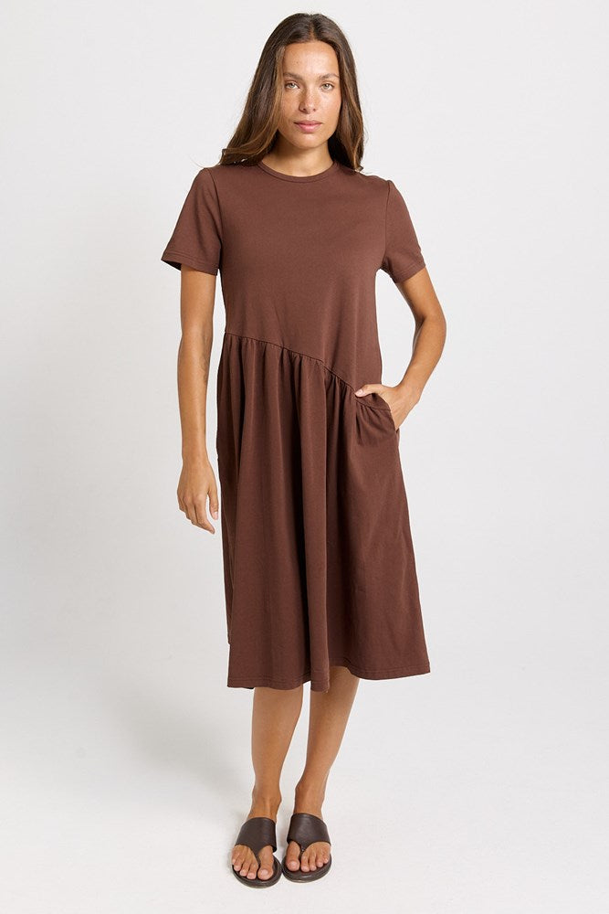 Ava Asymmetrical Dress - Chocolate | Betty Basics
