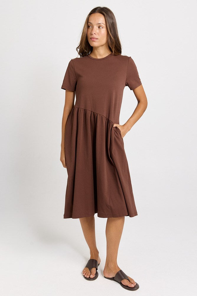 Ava Asymmetrical Dress - Chocolate | Betty Basics