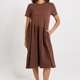 Ava Asymmetrical Dress - Chocolate | Betty Basics