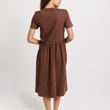 Ava Asymmetrical Cotton Midi Dress - Chocolate