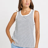 Rory Slub Tank - White/Navy Stripe | Betty Basics