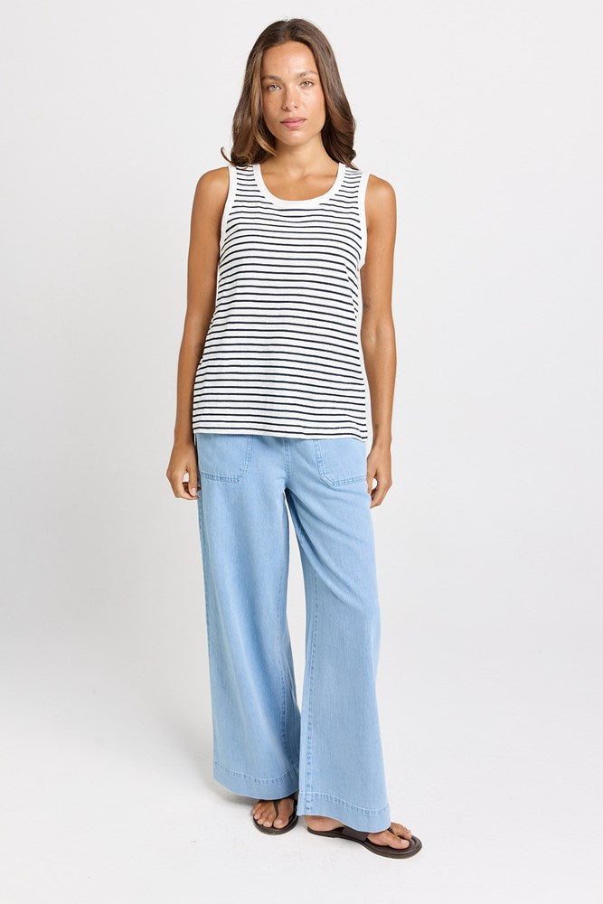 Rory Slub Tank - White/Navy Stripe | Betty Basics
