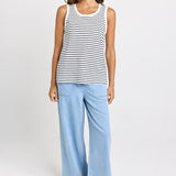 Rory Slub Tank - White/Navy Stripe | Betty Basics
