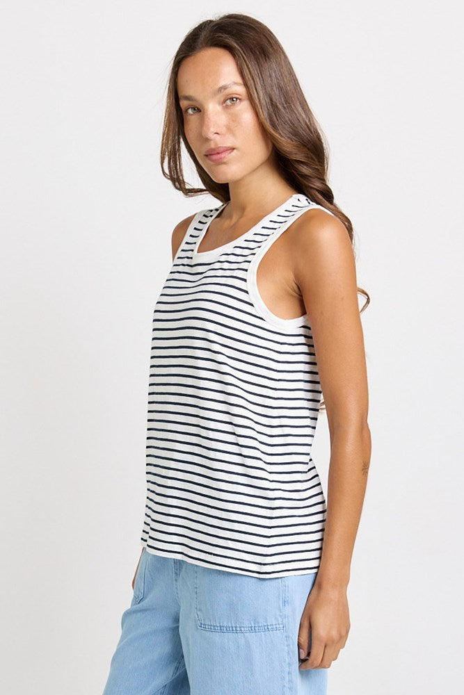 Rory Slub Tank - White/Navy Stripe | Betty Basics