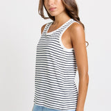 Rory Slub Tank - White/Navy Stripe | Betty Basics