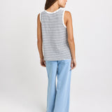 Rory Cotton Slub Tank - White/Navy Stripe