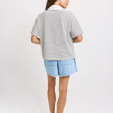 Freddy Cotton Polo Top - White/Navy Stripe