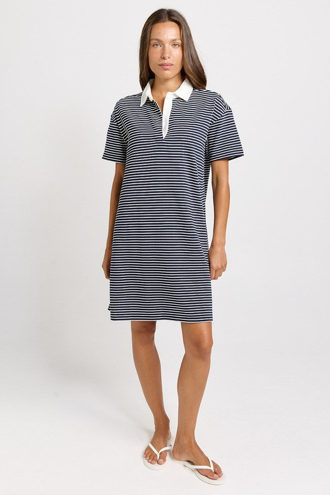 Freddy Polo Dress - Navy/White Stripe | Betty Basics