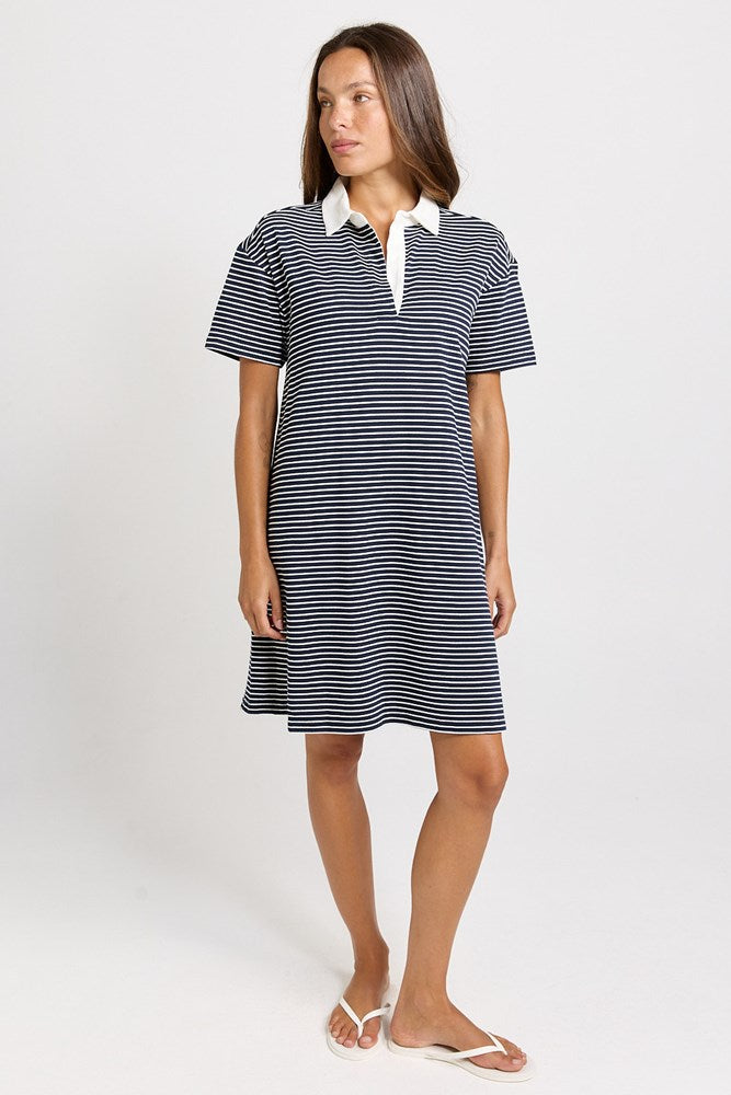 Freddy Polo Dress - Navy/White Stripe | Betty Basics