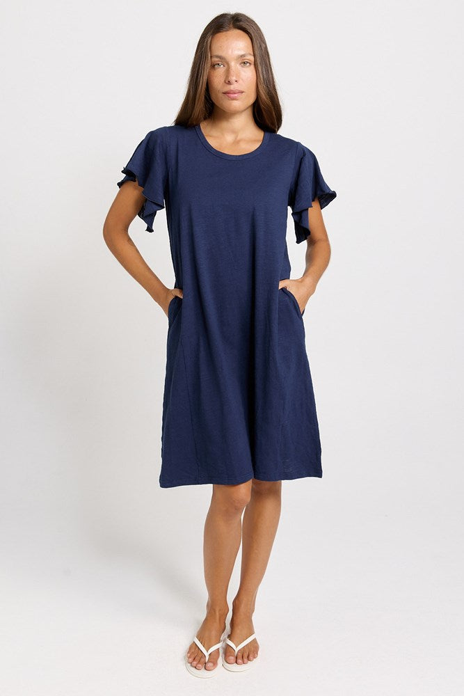 Celene Frill Dress - Navy | Betty Basics