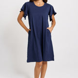 Celene Frill Dress - Navy | Betty Basics