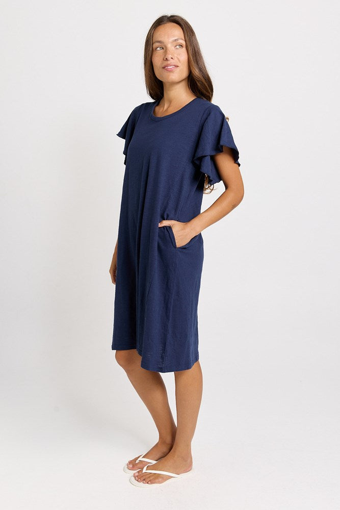 Celene Frill Dress - Navy | Betty Basics