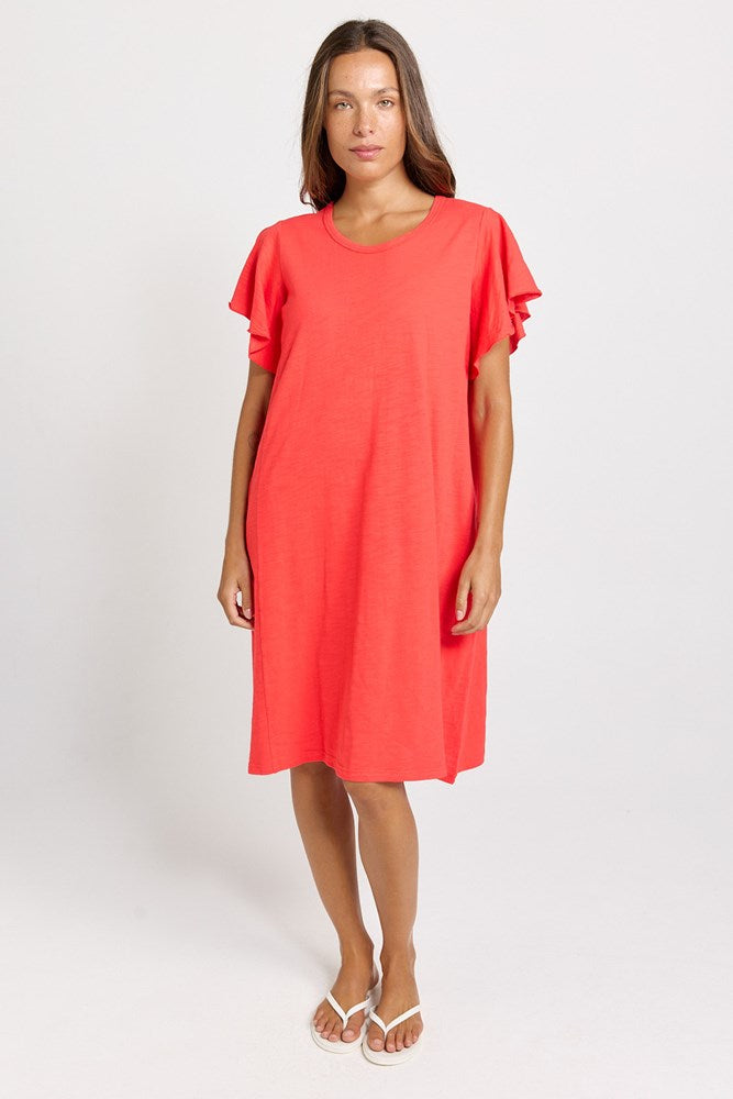 Celene Frill Dress - Red | Betty Basics