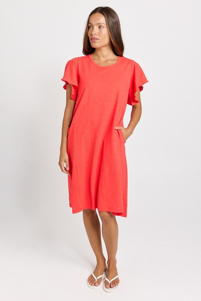 Celene Frill Dress - Red | Betty Basics