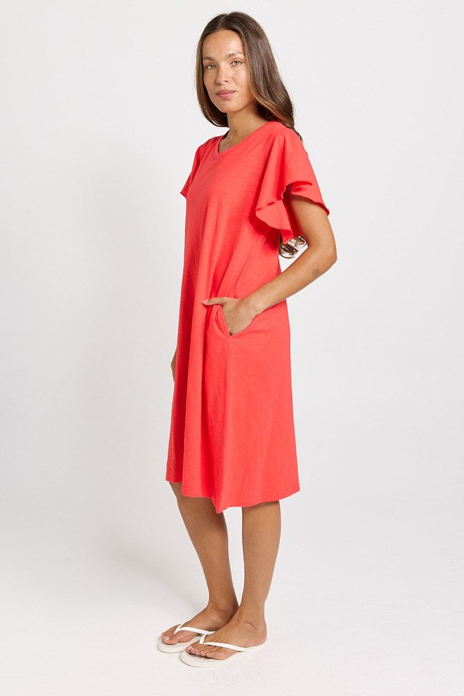 Celene Frill Dress - Red | Betty Basics