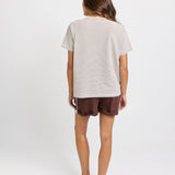 Tibby Palm Print Tee - Chocolate Stripe